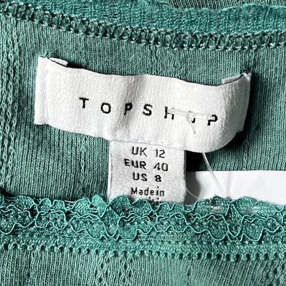 Topshop Long Sleeve Pontelle Shirt Green Size 8 - Picture 3 of 5